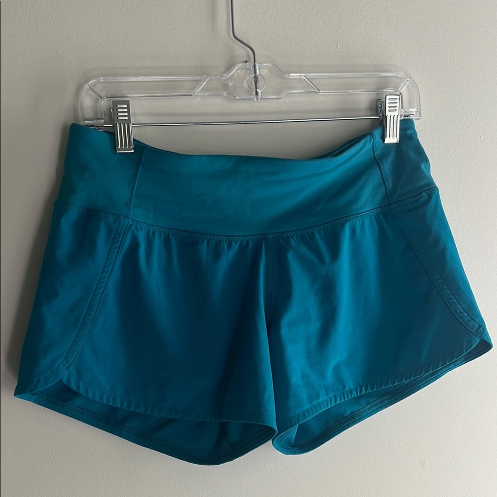 Lululemon Speed Up 4in Teal Shorts